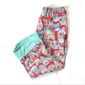 Anthropologie Owl Print Pajama Pants size Medium